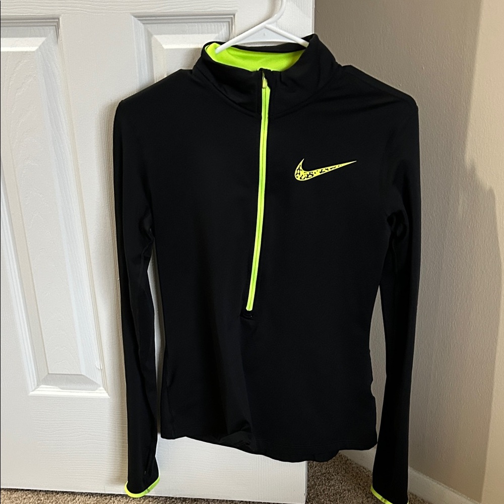 Nike Black and Neon Yellow Quarter-Zip